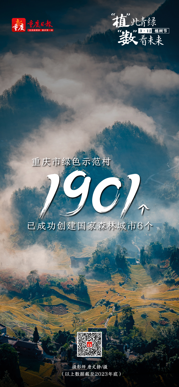 重庆日报客户端植树节海报植此青绿数看未来